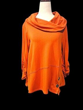 Ali Miles Orange Cowl Neck Tunic Sweater
